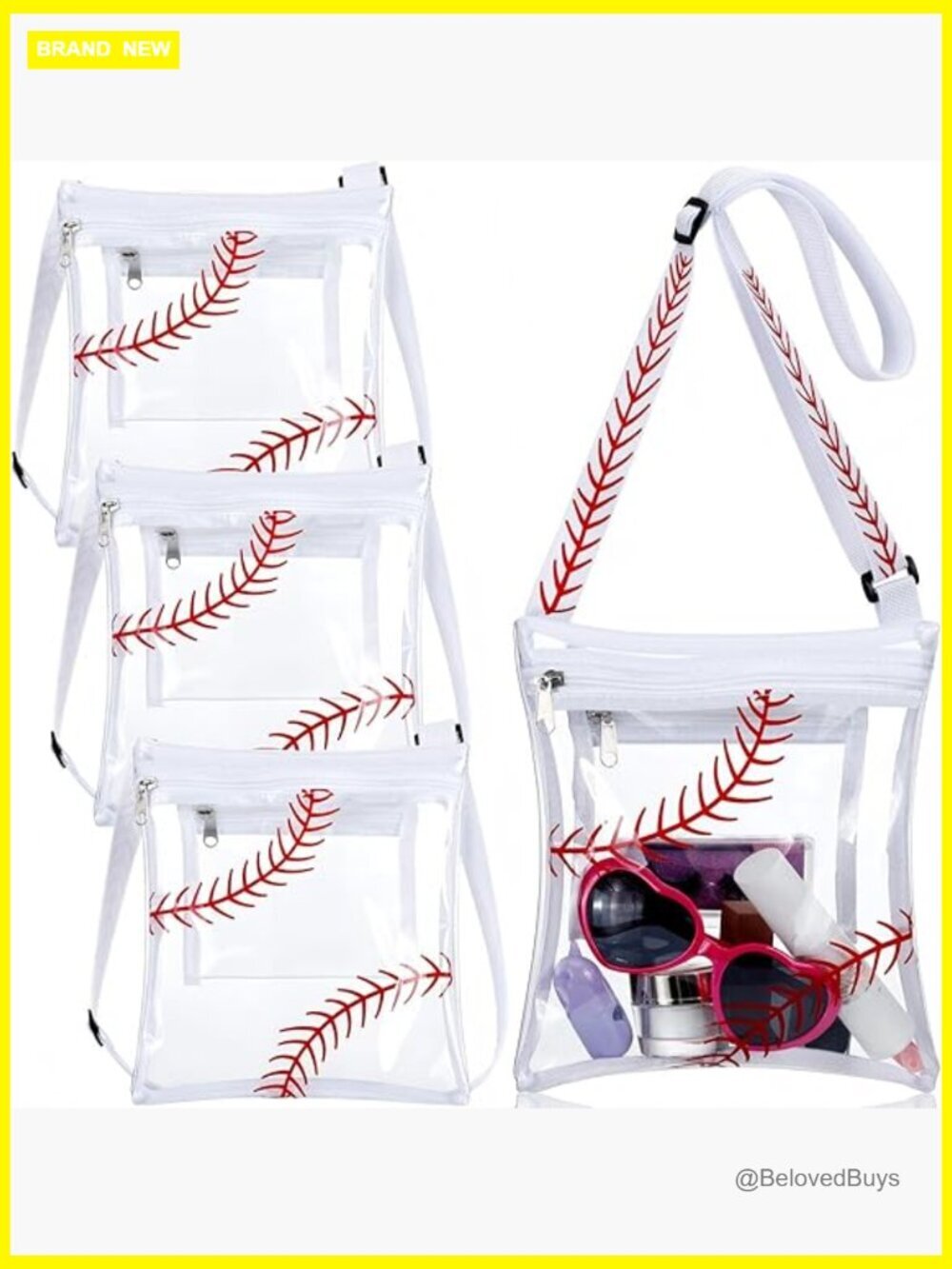 4-Pack Clear Crossbody Bags for Stadium Events